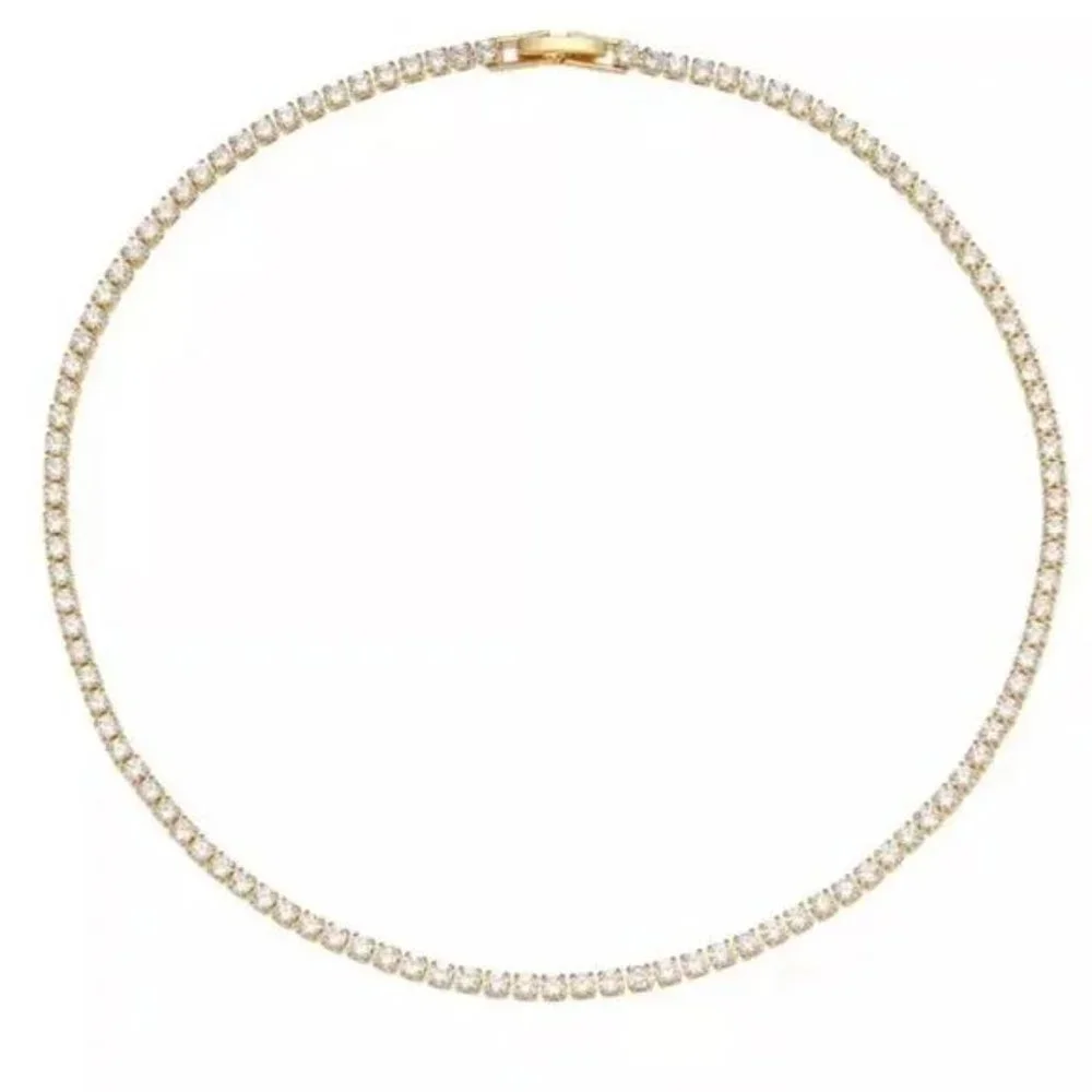 NEW 14K GOLD TENNIS CHAIN DIAMOND CHOKER NECKLACE, NICE NECKLACE, CUTE NECKLACE - Picture 5 of 6